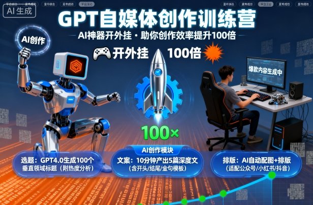GPT自媒体创作训练营：AI神器开外挂，助你创作效率提升100倍-资源V站