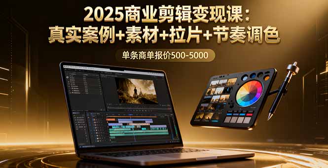 2025商业剪辑变现课:真实案例+素材+拉片+节奏调色,单条商单报价500-5000-资源V站