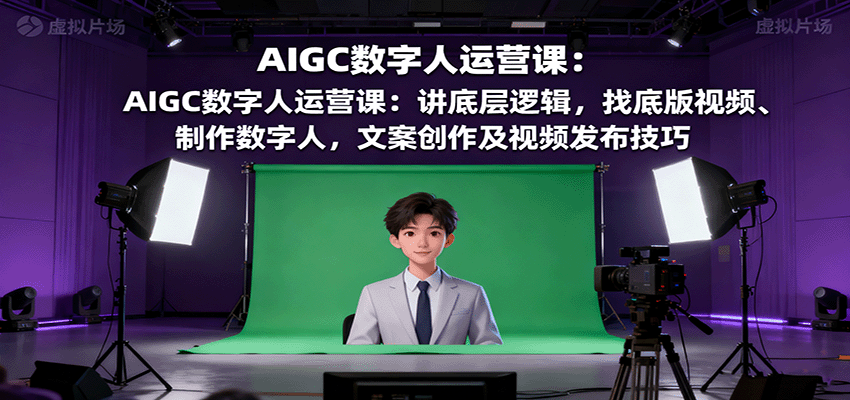 AIGC数字人运营课：讲底层逻辑，找底版视频、制作数字人，文案创作及视频发布技巧-资源V站