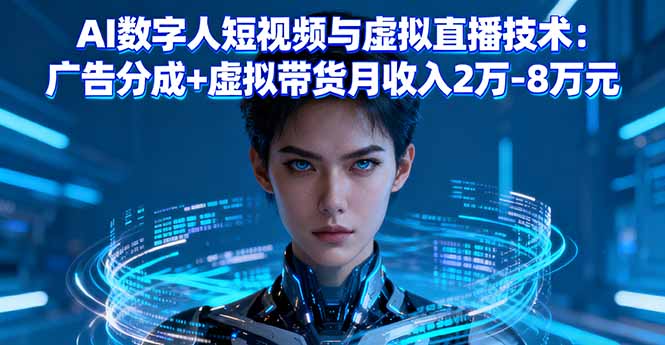 AI数字人短视频与虚拟直播技术：广告分成+虚拟带货月收入2万-8万元-资源V站