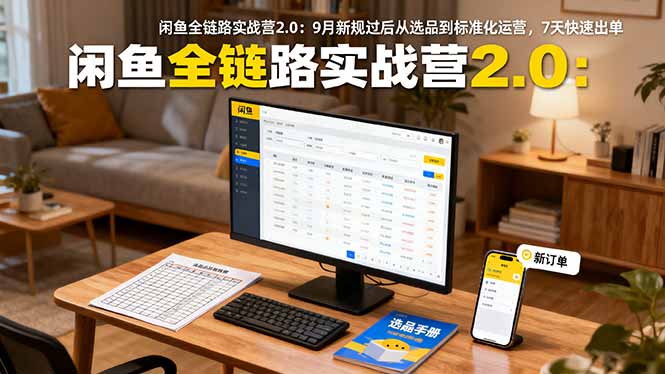 闲鱼全链路实战营2.0:9月新规过后从选品到标准化运营,7天快速出单-资源V站
