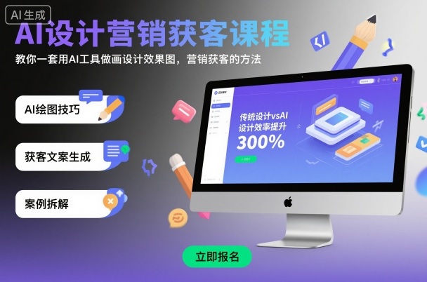AI设计营销获客课程，教你一套用AI工具做画设计效果图，营销获客的方法-资源V站