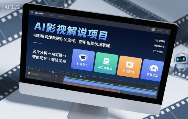 AI影视解说项目，电影解说爆款制作全流程，新手也能快速掌握-资源V站