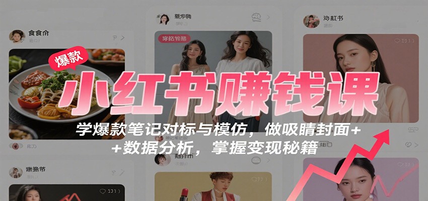 小红书赚钱课:学爆款笔记对标与模仿,做吸睛封面 + 数据分析,掌握变现秘籍-资源V站