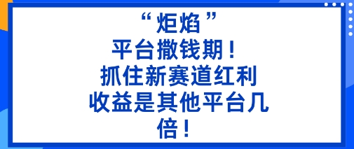 “炬焰”:平台撒钱期!抓住新赛道红利,5分钟二创内容,收益是其他平台几倍!-资源V站