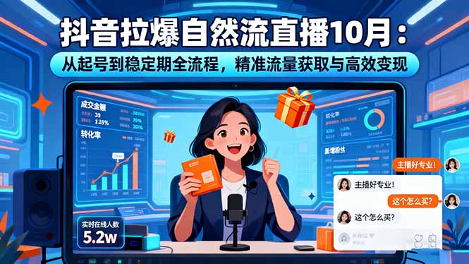 抖音拉爆自然流直播10月：从起号到稳定期全流程，精准流量获取与高效变现-资源V站