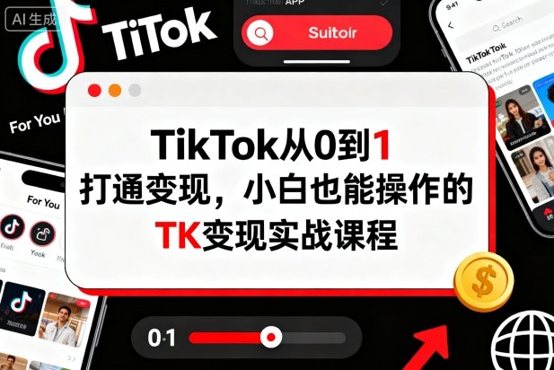 TikTok从0到1打通变现，小白也能操作的TK变现实战课程-资源V站