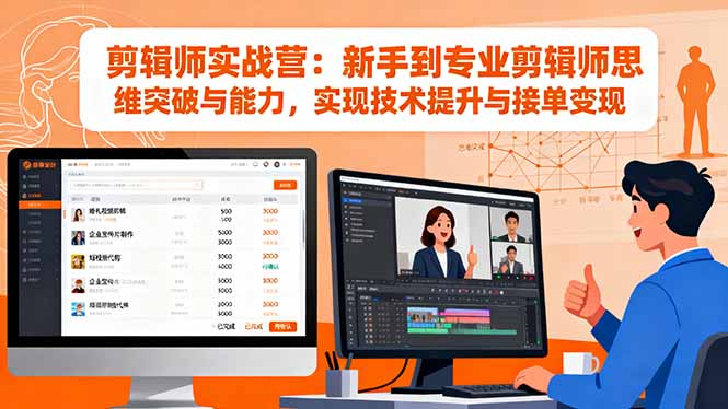 剪辑师实战营：新手到专业剪辑师思维突破与能力，实现技术提升与接单变现-资源V站