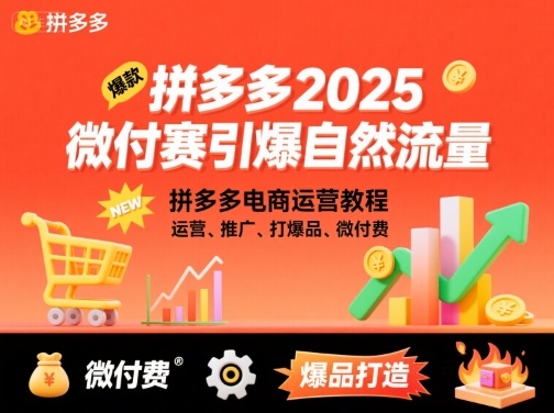 拼多多2025微付费引爆自然流量，拼多多电商运营教程，运营、推广、打爆品、微付费(更新)-资源V站