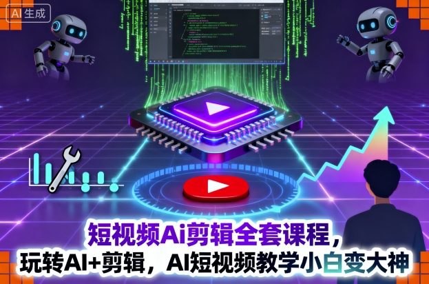短视频Ai剪辑全套课程,玩转AI+剪辑,AI短视频教学小白变大神-资源V站