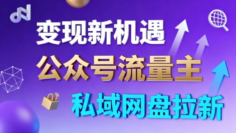 公众号流量主+私域网盘拉新,多方式变现,简单易上手,当天就有收益-资源V站