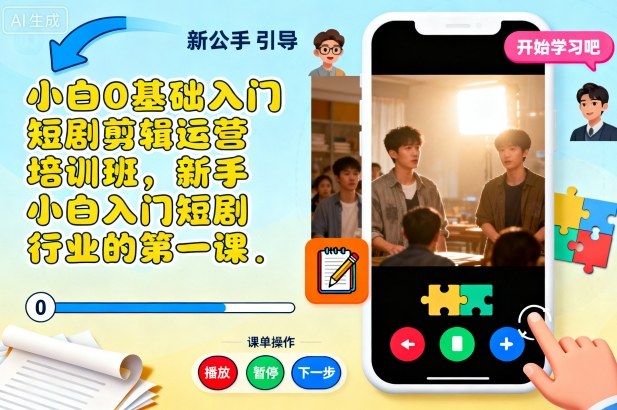 小白0基础入门短剧剪辑运营培训班，新手小白入门短剧行业的第一课-资源V站