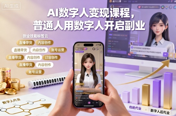 AI数字人变现课程，普通人用数字人开启副业-资源V站