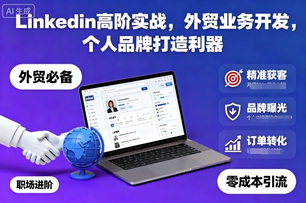 Linkedin高阶实战，外贸业务开发，个人品牌打造利器-资源V站