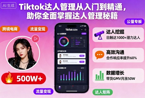 Tiktok达人管理从入门到精通，助你全面掌握达人管理秘籍-资源V站