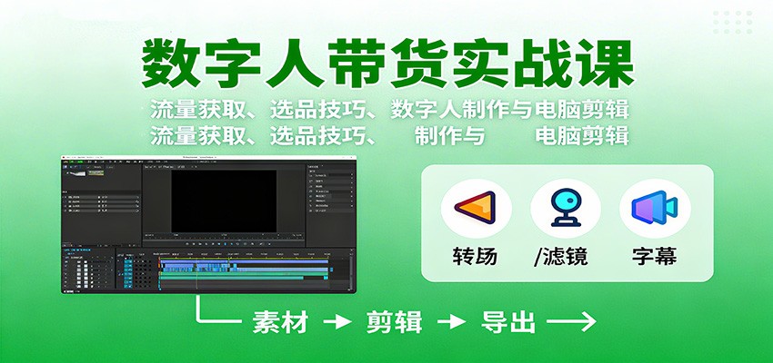 数字人变现实战课：流量获取、选品技巧、数字人制作与电脑剪辑-资源V站