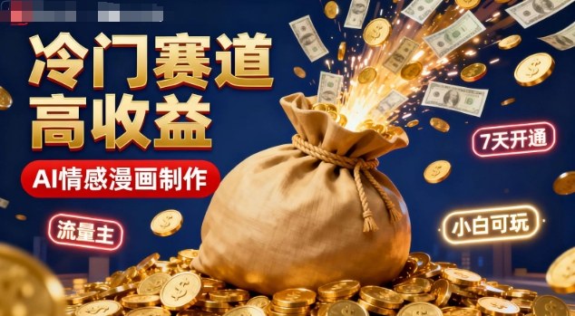 公众号冷门赛道，用AI做情感漫画，7天开通流量主，操作简单，小白可玩-资源V站