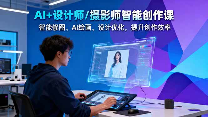 AI+设计师/摄影师智能创作课：智能修图、AI绘画、设计优化，提升创作效率-资源V站