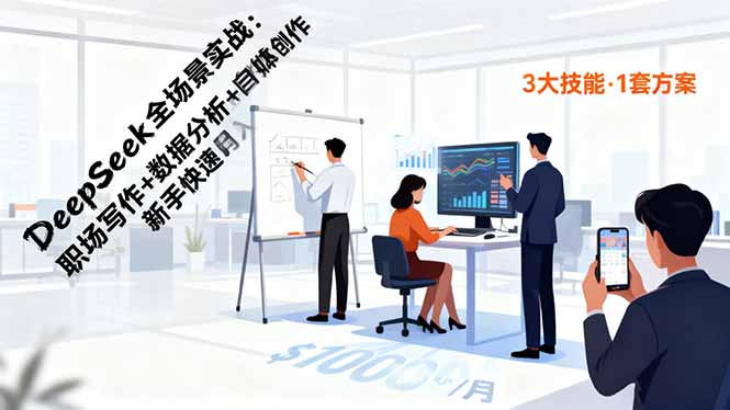 DeepSeek全场景实战：职场写作+数据分析+自媒体创作，新手快速月入过万-资源V站