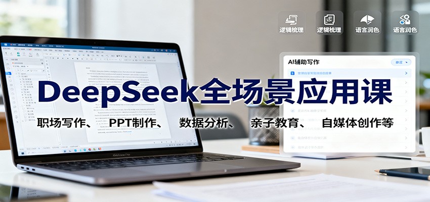 DeepSeek全场景应用课：职场写作、 PPT制作、数据分析、亲子教育、自媒体创作等-资源V站