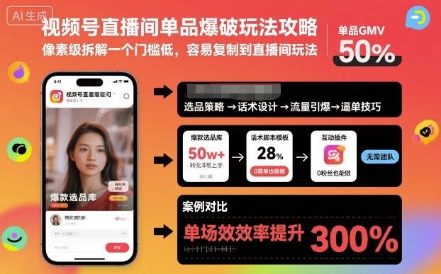 视频号直播间单品爆破玩法攻略，像素级拆解一个门槛低，容易复制到直播间玩法-资源V站