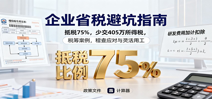 企业省税避坑指南：抵税75%，少交405万所得税，税筹案例，稽查应对与灵活用工-资源V站