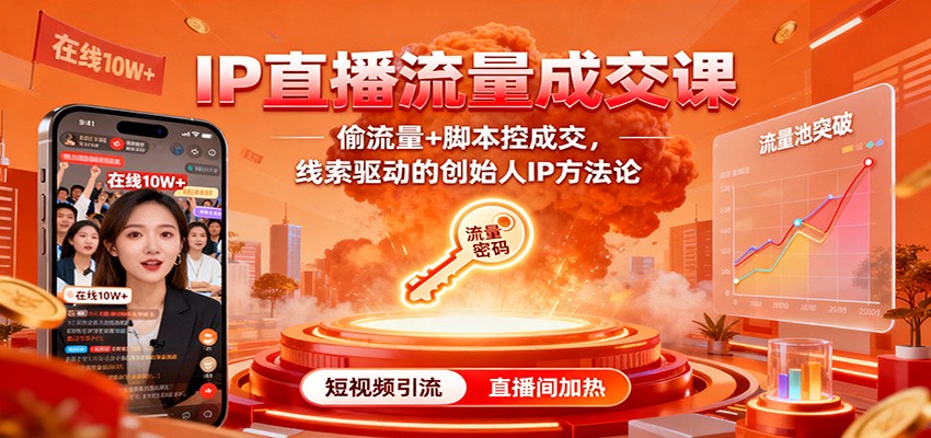 IP直播流量成交课：偷流量+脚本控成交，线索驱动的创始人IP方法论-资源V站