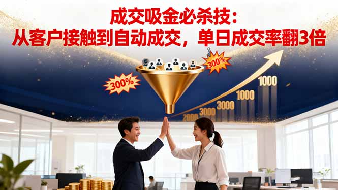 吸金成交营销必杀技：从客户接触到自动成交，单日成交率翻3倍-资源V站