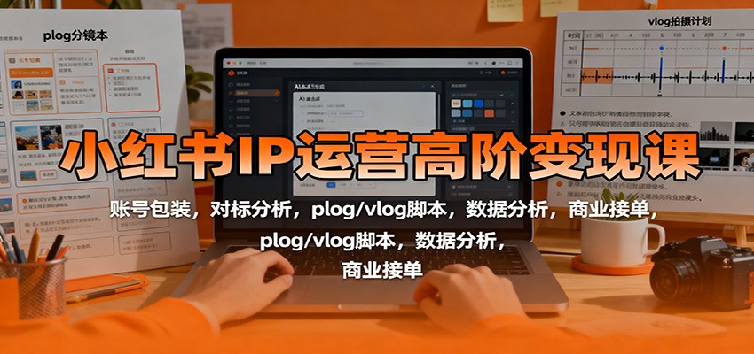 小红书IP运营高阶变现课：账号包装，对标分析，plog/vlog脚本，数据分析，商业接单-资源V站