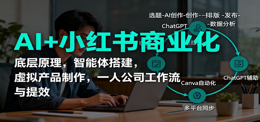 AI+小红书商业化，底层原理，智能体搭建，虚拟产品制作，一人公司工作流与提效-资源V站