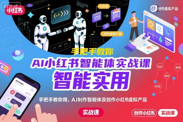 AI小红书智能体实战课，手把手教你用AI制作智能体及创作小红书虚拟产品，提效+内容商业化-资源V站