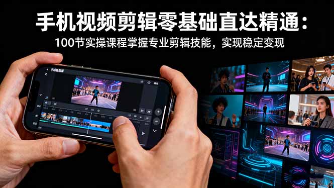 手机视频剪辑零基础直达精通：100节实操课程掌握专业剪辑技能，实现稳...-资源V站