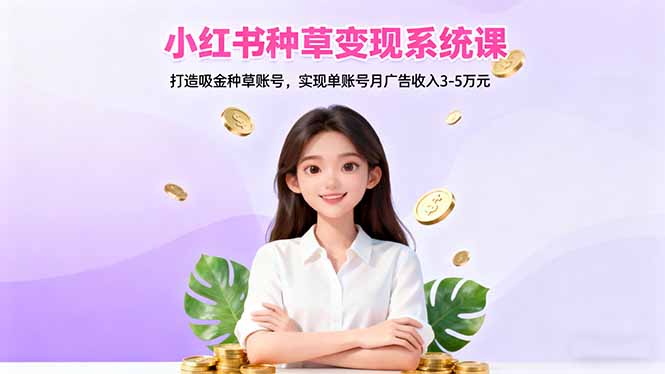 小红书种草变现系统课:打造吸金种草账号,实现单账号月广告收入3-5万元-资源V站