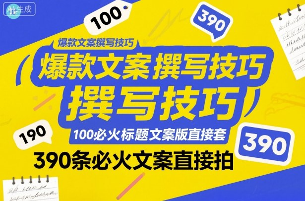 爆款文案撰写技巧,100个必火标题文案模版直接套,390条必火文案直接拍-资源V站