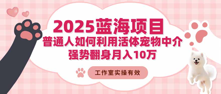 2025蓝海项目：普通人如何利用活体宠物中介，强势翻身月入10万-资源V站