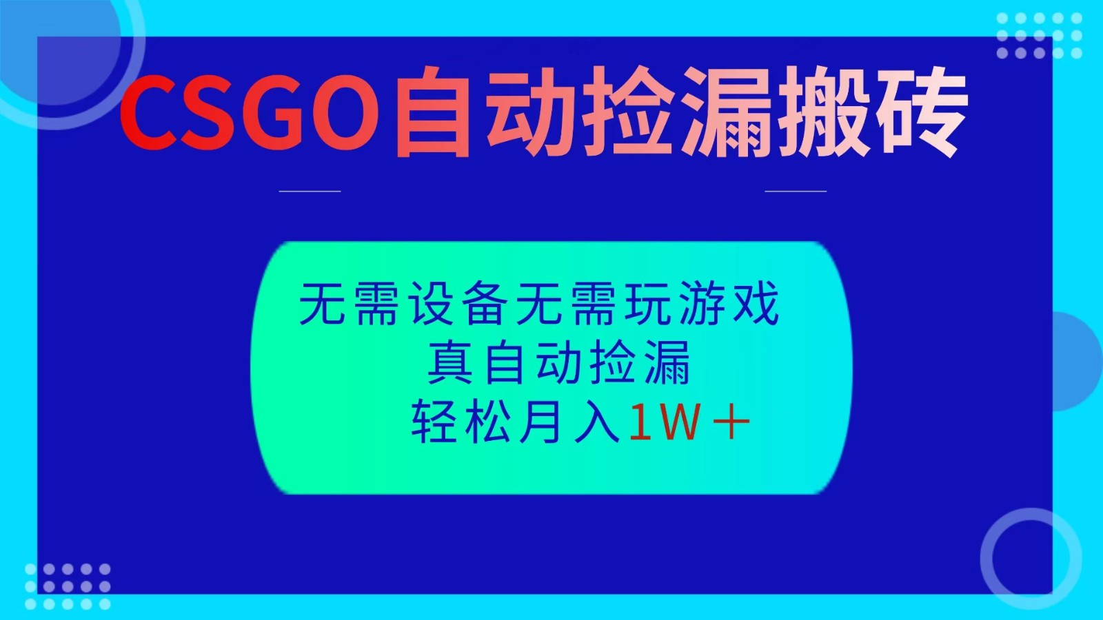 CSGO自动捡漏搬砖，当天操作当天见结果，无需了解游戏，包教包会包落地-资源V站