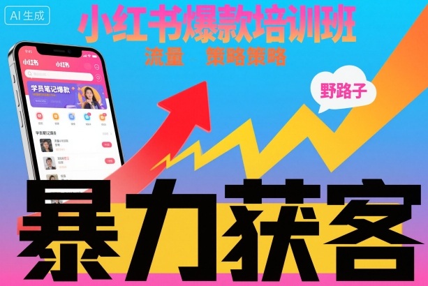 小红书爆款培训班，小红书获客野路子流量打法，暴力持续获客-资源V站