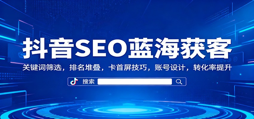 抖音SEO蓝海获客：关键词筛选，排名堆叠，卡首屏技巧，账号设计，转化率提升-资源V站