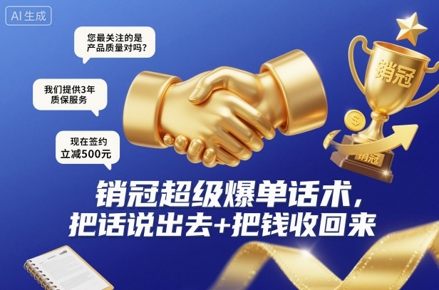 销冠超级爆单话术，把话说出去+把钱收回来-资源V站