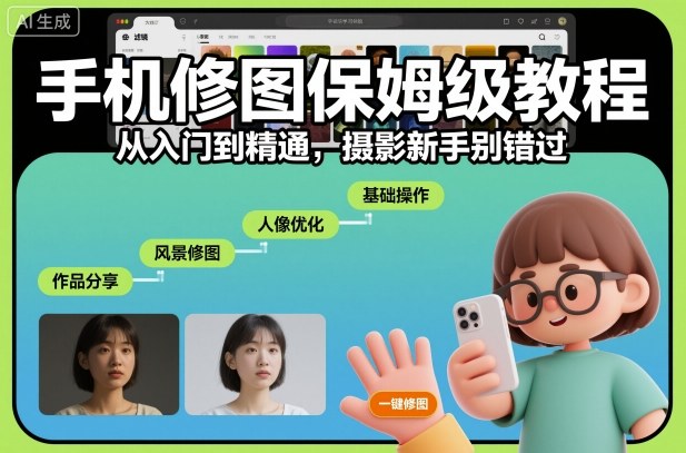 手机修图保姆级教程，从入门到精通，摄影新手别错过-资源V站