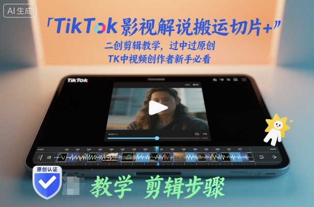 TikTok影视解说搬运切片+二创剪辑教学，过中过原创，TK中视频创作者新手必看-资源V站