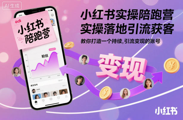 小红书实操陪跑营，实操落地引流获客，教你打造一个持续引流变现的账号-资源V站