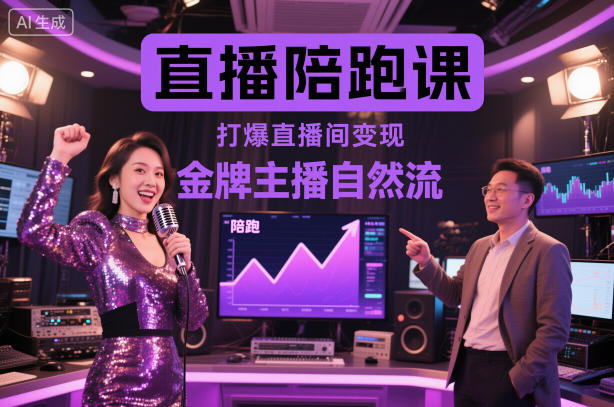 直播陪跑课，金牌主播自然流打爆直播间，复制高变现玩法-资源V站