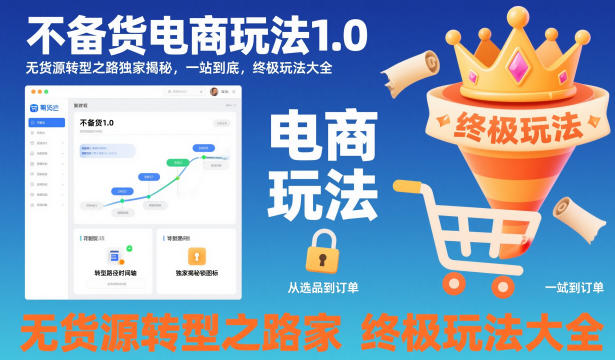 不备货电商玩法1.0,无货源转型之路独家揭秘,一站到底,终极玩法大全-资源V站