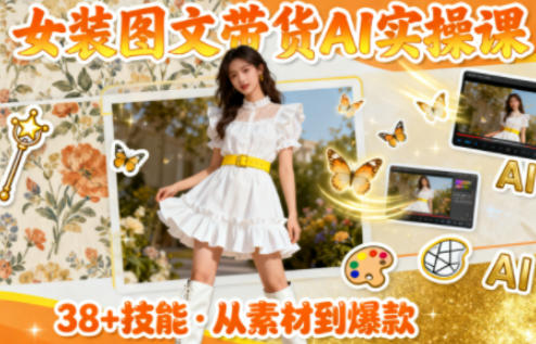 女装图文带货的AI实操课,覆盖38个实用技能,快速提升素材制作效率-资源V站