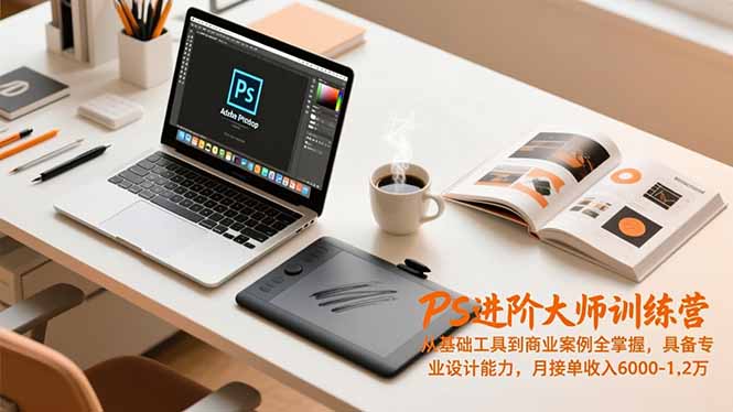 PS进阶大师训练营,从基础工具到商业案例全掌握,具备专业设计能力,月接单收入6000-1.2万-资源V站