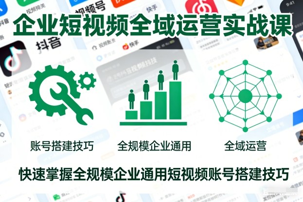企业短视频全域运营实战课,快速掌握全规模企业通用短视频账号搭建技巧-资源V站