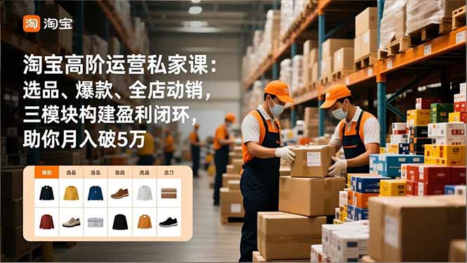 淘宝高阶运营私家课:选品、爆款、全店动销,三模块构建盈利闭环,助你月入破5万-资源V站