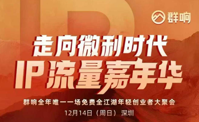 2025ip嘉年华万人12月14深圳线下课,走向微利时代,IP流量嘉年华,实操性极强的商业干货课-资源V站