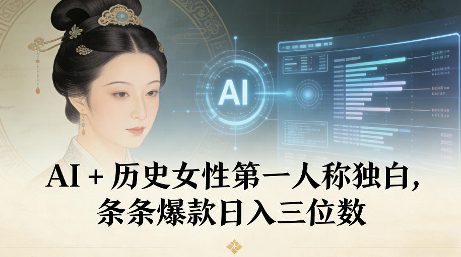 AI+历史女性第一人称独白,条条爆款日入三位数-资源V站